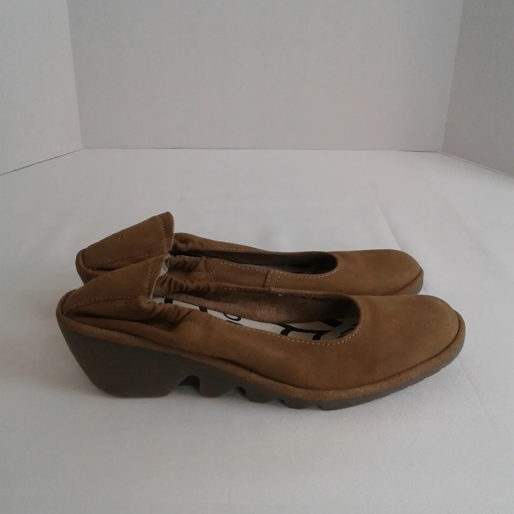 Fly London Yala Wedge Brown Suede Slip-On Size 38 US Women’s 7.5–8